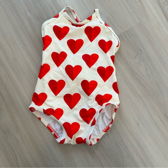 Hanna Andersson 1-Piece Swimsuit Size 18-24 Months Red Heart - Picture 1 of 4